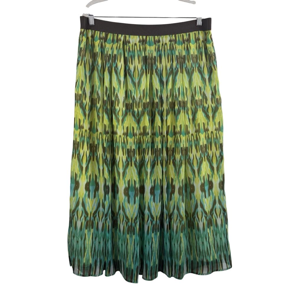Ruby Rd. Watercolor Ikat Crinkle Maxi Skirt Size 16W Fairycore Elastic Waist